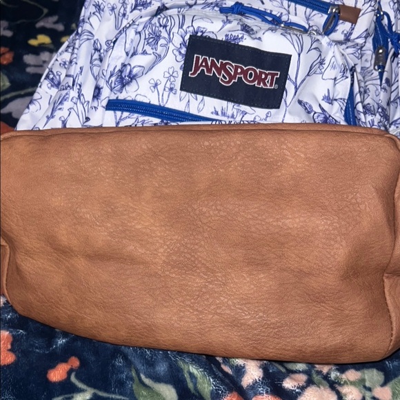 Jansport Blue and Brown Backpack with Floral Design BNWT - Picture 4 of 10